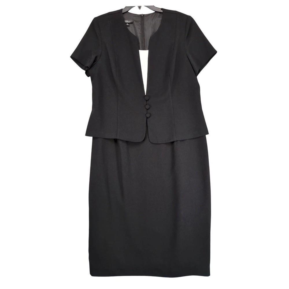 AGB Black 1pc Jacket Maxi Dress Plus Size 18 Classic Career Church Office Retro